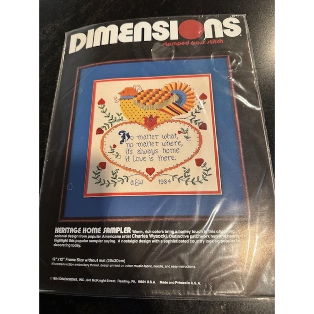 Dimensions Heritage Home Sampler Stamped Cross Stitch Kit 1984 Charles Wysocki